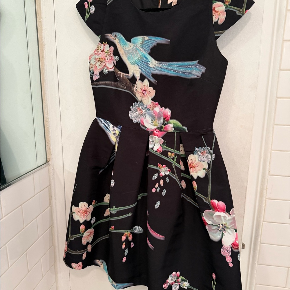 Ted Baker London Black Dress with Pink and Blue Floral